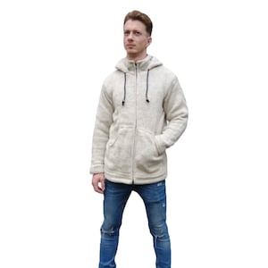 Fair Trade Unisex Natural  Wool Jacket Fleece Lined