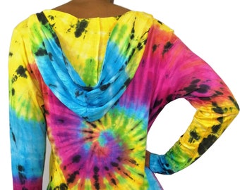 Women's Fair Trade Tie-Dye Hooded Top D202