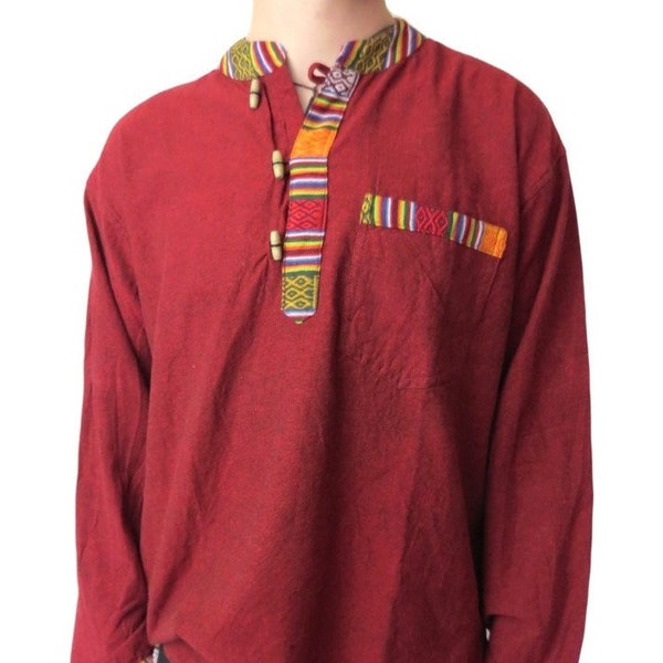 FairTrade Trim Cotton Garalu Kurta Round Neck Long Sleeve Shirt SH914 up to 4XL in 2 Colours