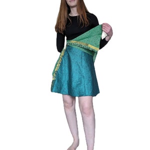 Sari Upcycled Short Wrap Skirt with Gold Border (Various Colours and Materials)