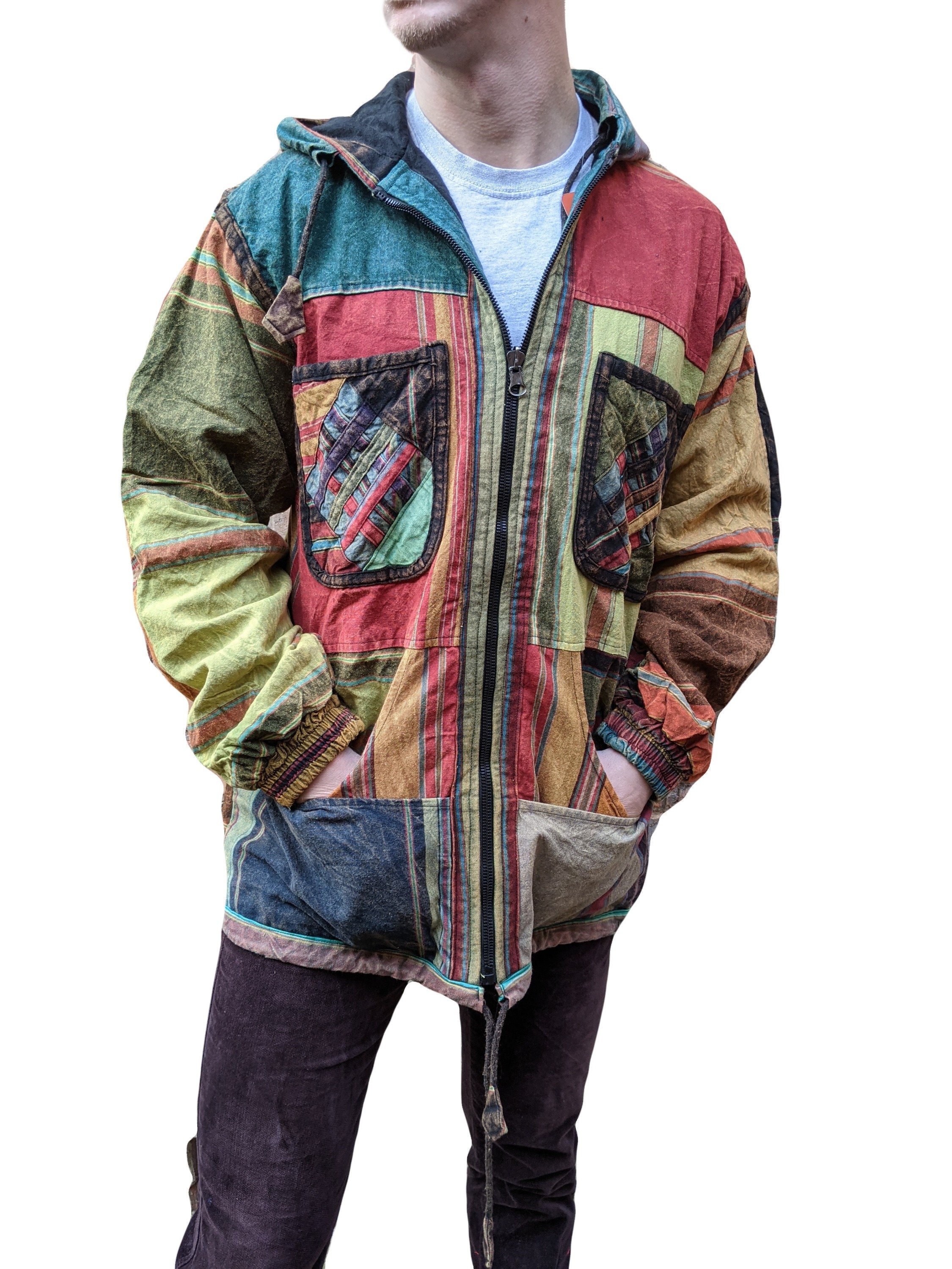 Fair Trade Cotton Patchwork Jacket With With Cotton Lining