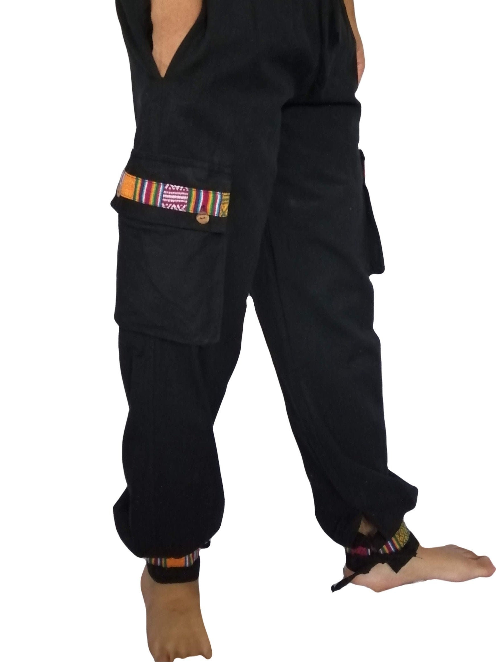 Image of Fairtrade Trousers Tie Bottom Heavy Cotton Nepal Trim