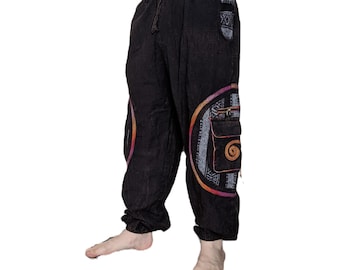 FLEECE LINED Cotton Stonewashed Trouser with Brush Cotton Trim and Zip design on the knee