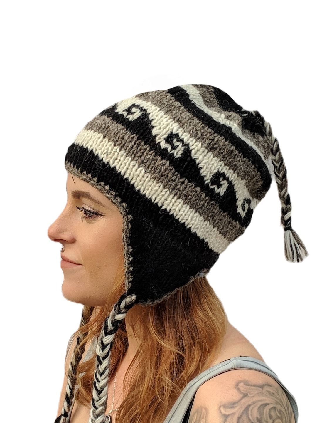 Casquette En Laine Fait Main Népal - Doublée Polaire, Unisexe, Hiver, Couleur Rouge - Neuf Sans étiquettes