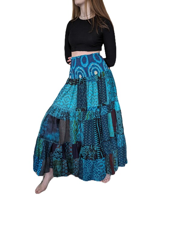 4 Colours Women s Patchwork Extra Wide Gypsy Skirt Bobbin Elastic Waist Overdyed Fairtrade SK004 Etsy Canada