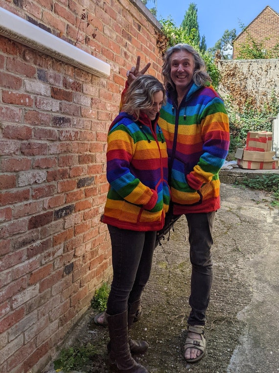 Fair Trade Unisex Rainbow Wool Jacket With Fleece Lining