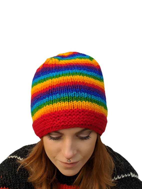 Alicia Adams Alpaca Unisex Rainbow Multicolor Striped Beanie Hat Fair Trade Buy Rainbow Hat | Luxury Alpaca Knit Hat | Alicia Adams Alpaca main image 4