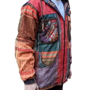 Fair Trade Cotton Patchwork Jacket with with Cotton Lining and Reversable that turns into a bag Unisex J200 image 4