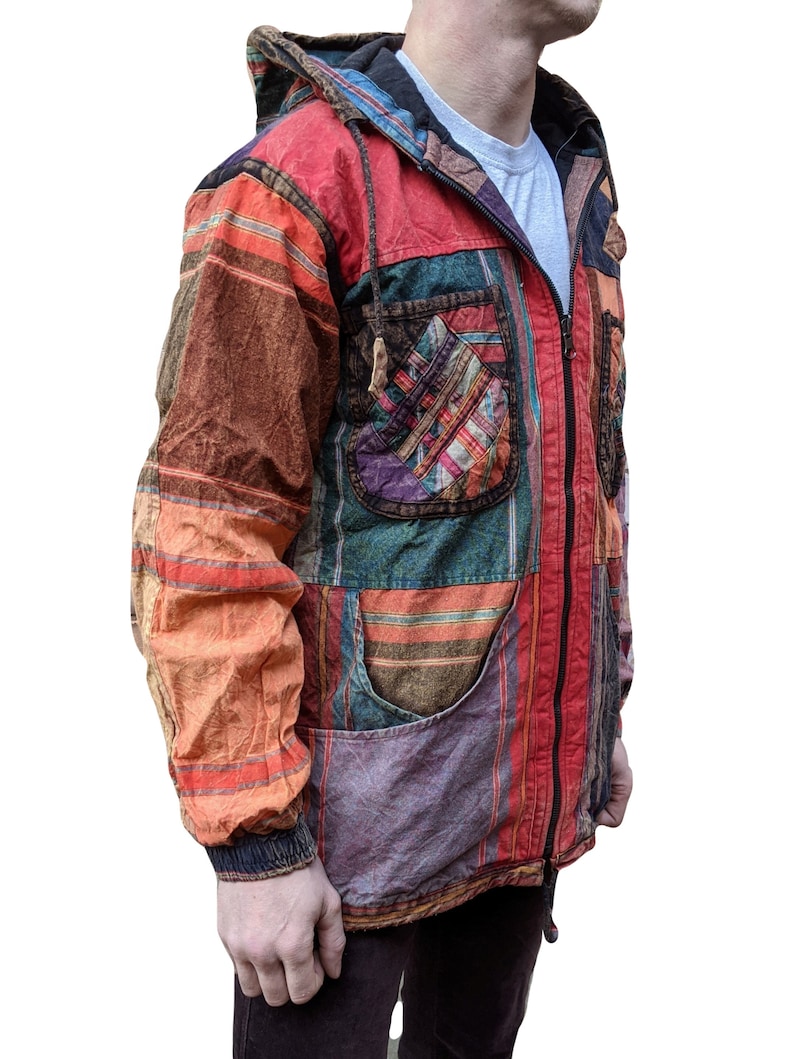 Fair Trade Cotton Patchwork Jacket with with Cotton Lining and Reversable that turns into a bag Unisex J200 image 4