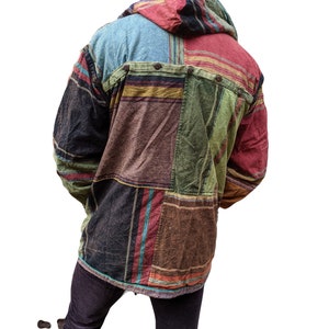 Fair Trade Cotton Patchwork Jacket with with Cotton Lining and Reversable that turns into a bag Unisex J200 image 3