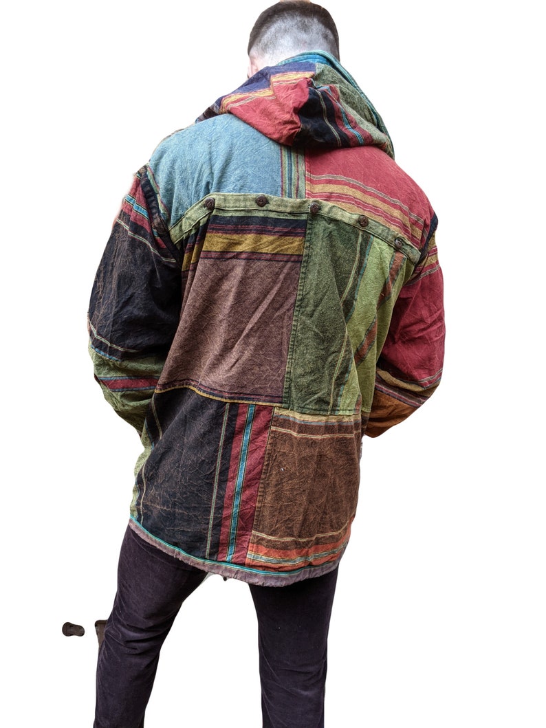 Fair Trade Cotton Patchwork Jacket with with Cotton Lining and Reversable that turns into a bag Unisex J200 image 3