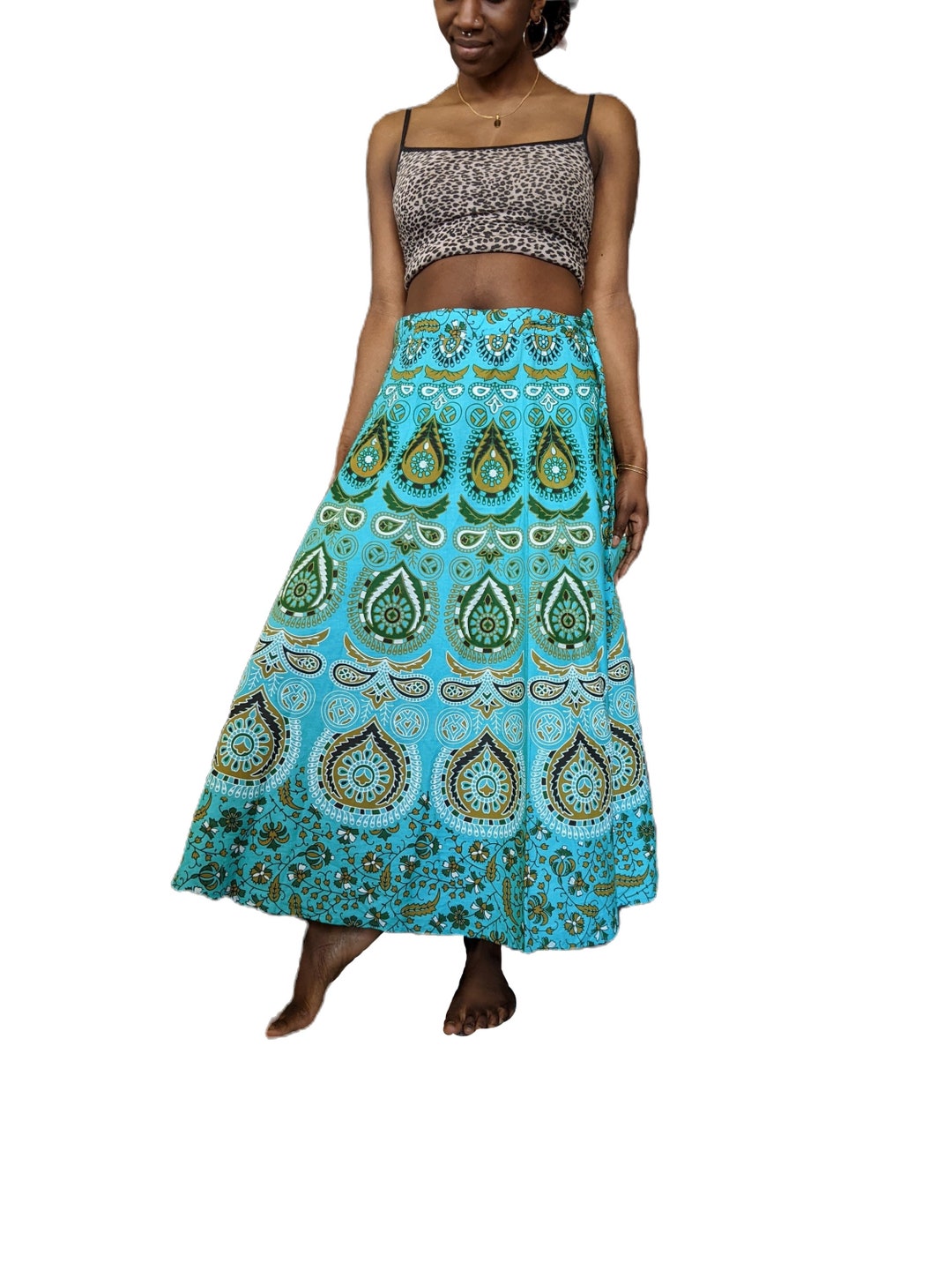Fairtrade Wrap Skirt Teardrop Print Wrap Midweight Cotton - Etsy UK