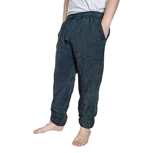 Fairtrade Fleece Lined Elastic Bottom Stonewashed Cotton Trousers (in 4 Colours)