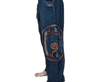 Stonewashed Cotton Trouser: Fair Trade, Brush Trim, Elastic Bottom
