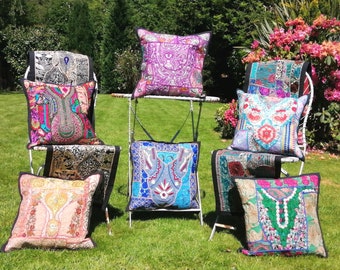Cushion Cover - Upcycled Patchwork Fine vintage Embroidery