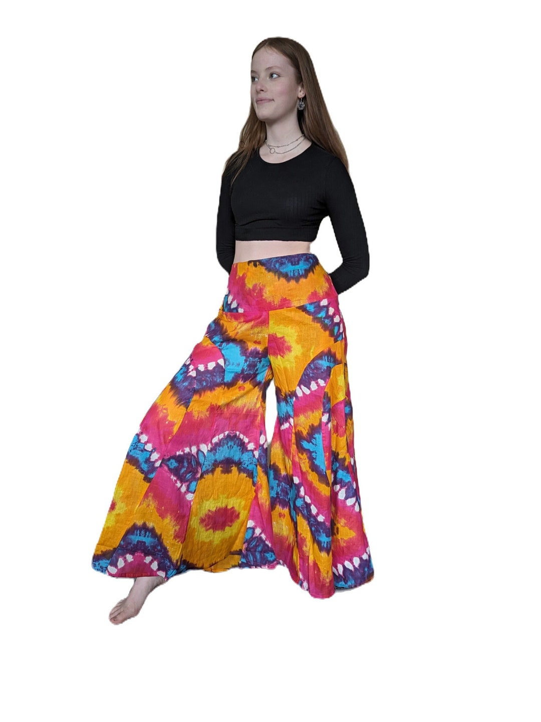 Vibrant Tie Dye Rayon Panel Flares Fair Trade - Etsy Vibrant Tie Dye Rayon Panel Flares Fair Trade - Etsy