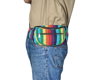 Rainbow Stripe Cotton Moneybelt/Bumbag in 2 Styles and Sizes