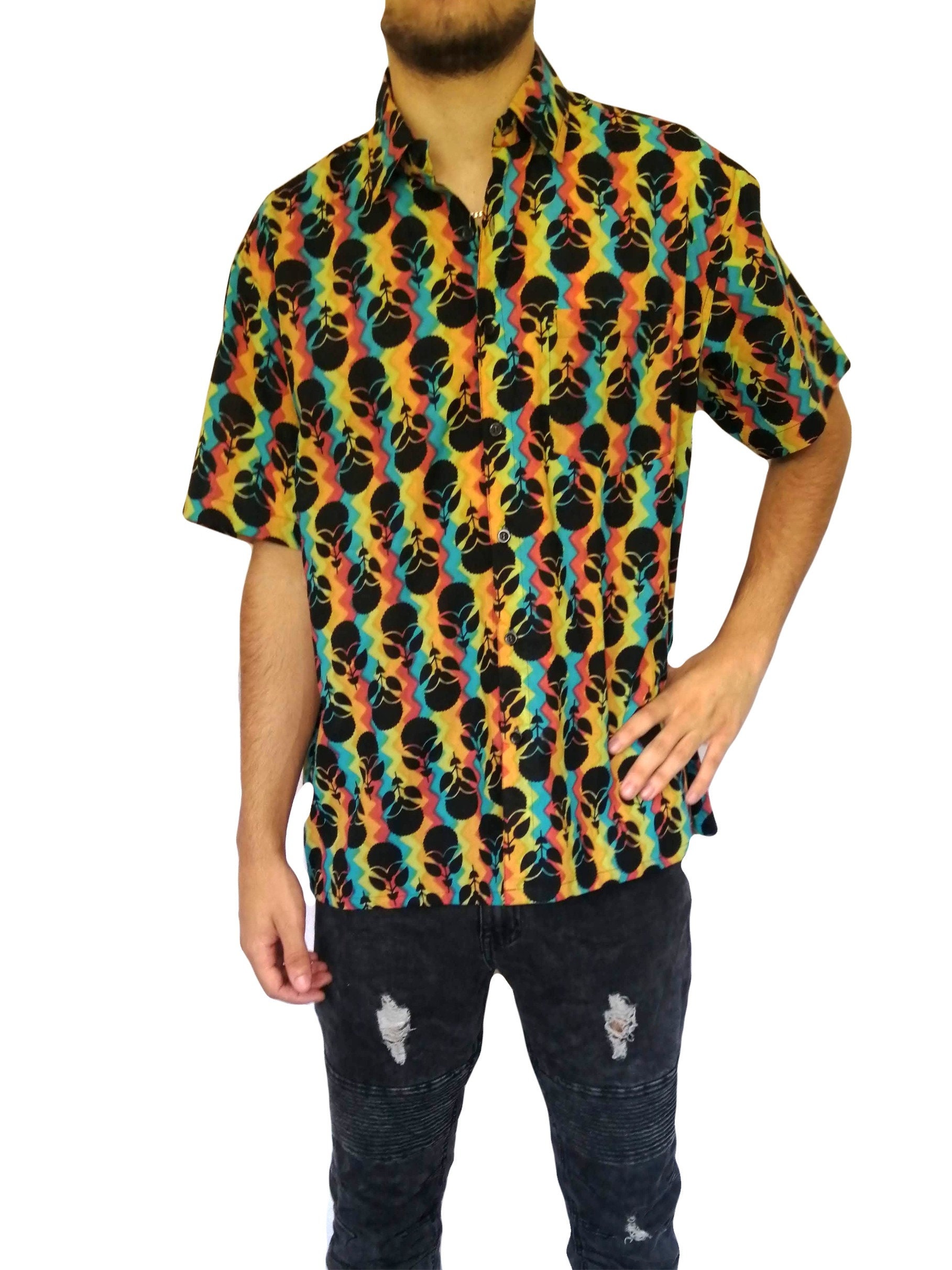Image of Fairtrade Jaipur Multi With Black Motif Print S/S Shirt