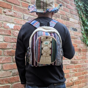Fairtrade Small Backpack Hemp and Cotton Plain Criss Cross Plain Centre