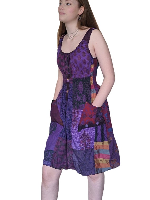 purple patchwork dress Patchwork Floral Paisley Maxi Dress