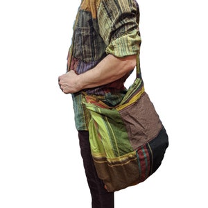 Fair Trade Cotton Patchwork Jacket with with Cotton Lining and Reversable that turns into a bag Unisex J200 image 5