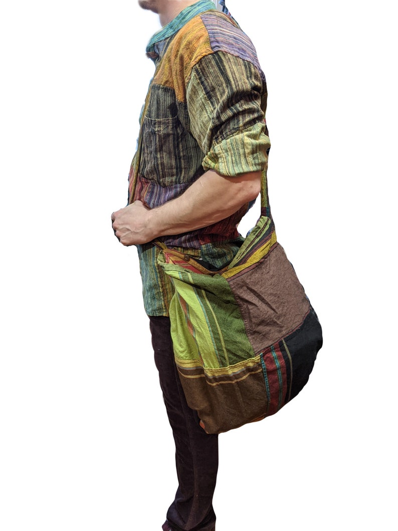 Fair Trade Cotton Patchwork Jacket with with Cotton Lining and Reversable that turns into a bag Unisex J200 image 5