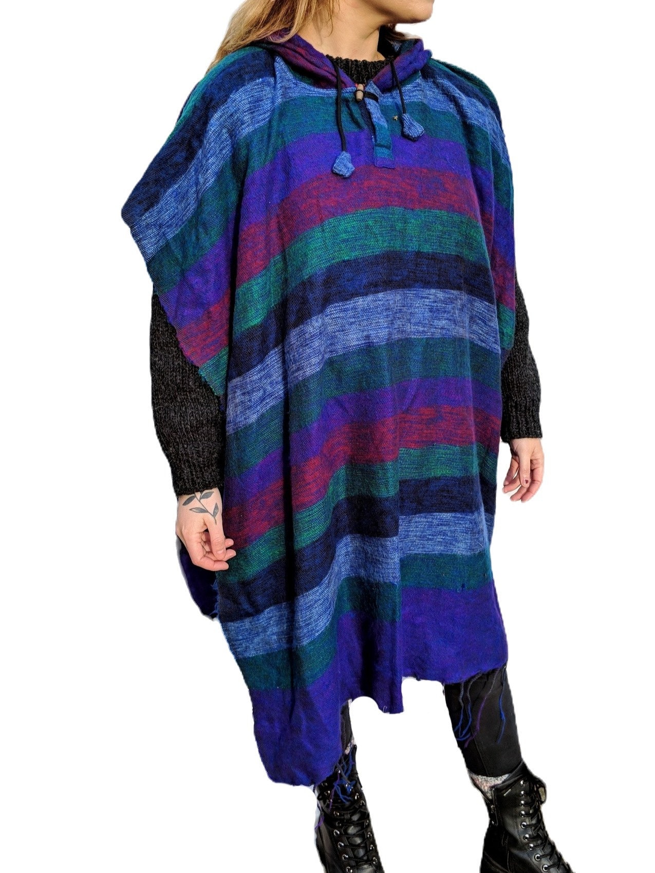 Åben Beskrivende Lagring Fairtrade Unisex Striped Poncho With Hood in 5 Colours - Etsy