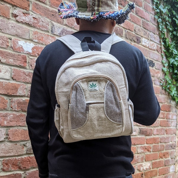 Fairtrade Small Backpack Hemp and Cotton 2 Side Panels