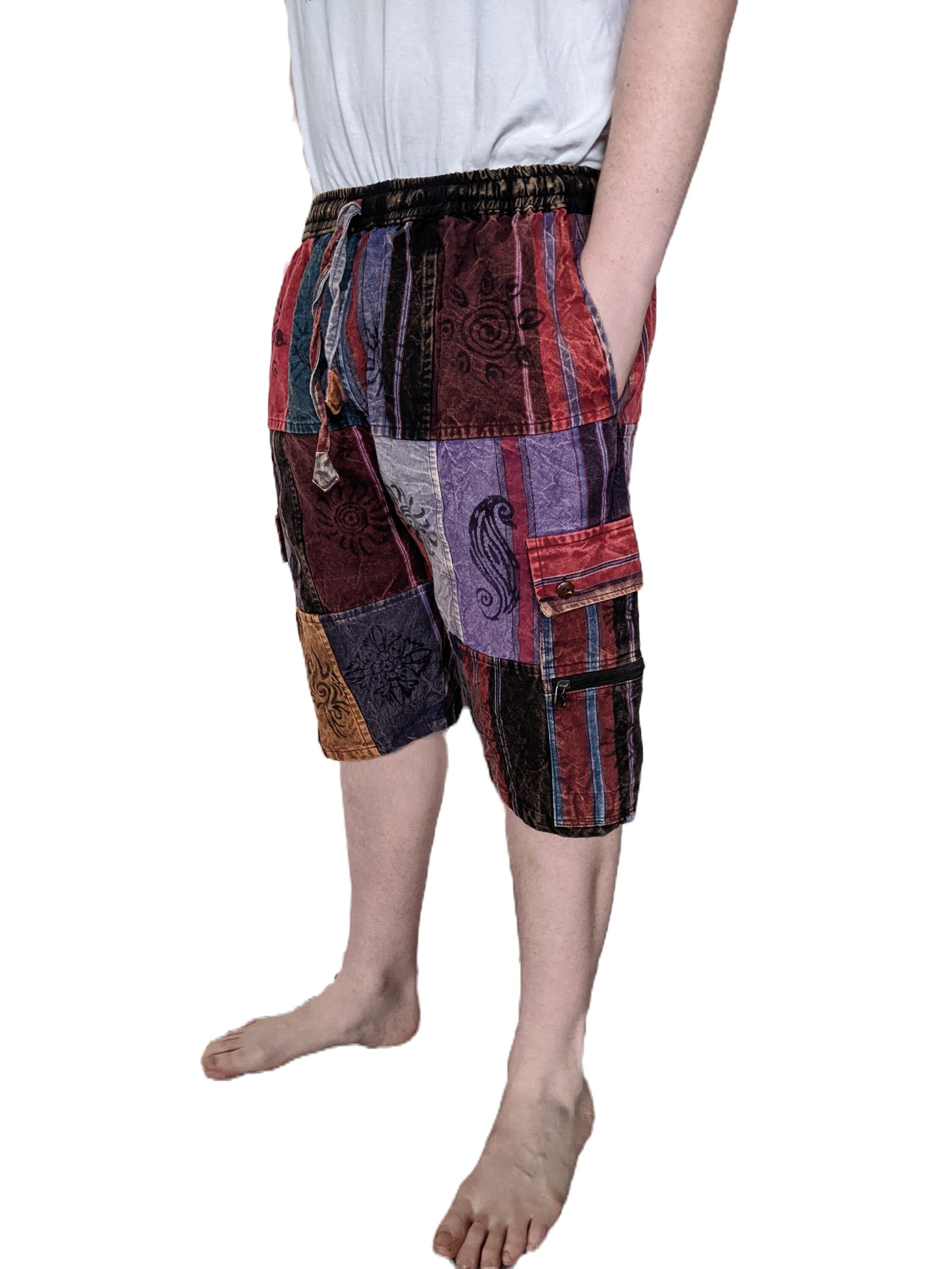 TMT Patchwork Corduroy Shorts XL Blue Distressed Casual Wear