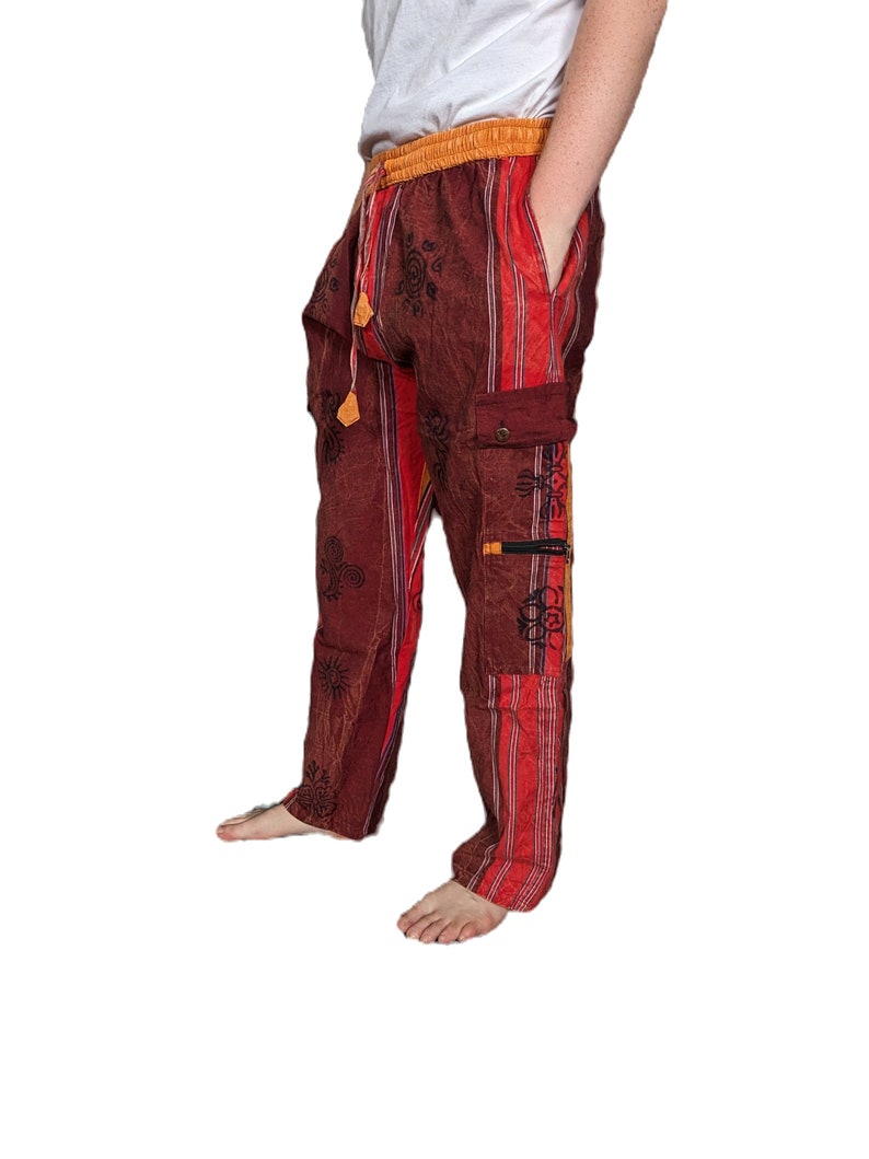 Pantalon cargo en coton Shyama résistant poche dans une boîte Fairtrade P702 Maroon Orange