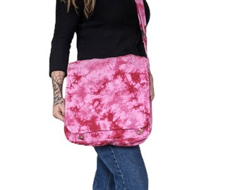 Fairtrade  Cotton Tie Dye  Shoulder Bag adjustable strap with two compartments in 5 colours