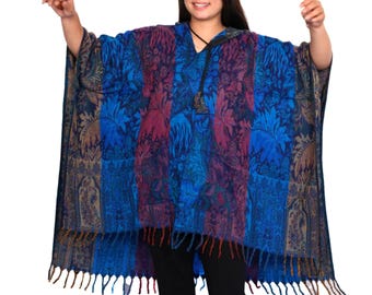 Shawl 3D Design Poncho With Hood