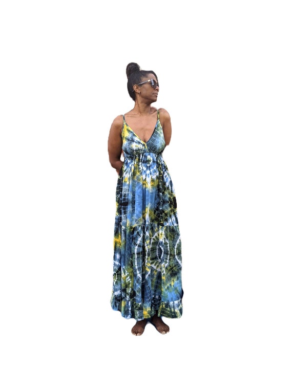 green emerald velvet dress Not Raunchy Tie Dye Dress main image 1