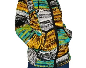 Fair Trade Wool Patchwork Fleece Lined Hooded Jacket