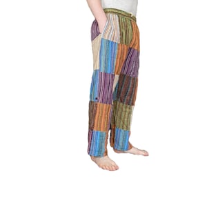 Fairtrade Trousers Patchwork Striped Stonewash Box Pocket In 4 Colours MaP1
