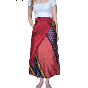 Sari Upcycled Long Wrap Skirt (Various Colours)
