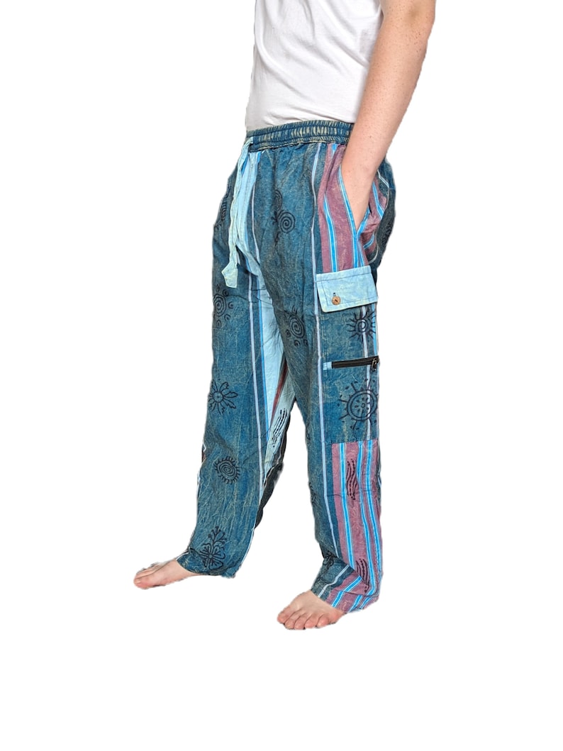 Pantalon cargo en coton Shyama résistant poche dans une boîte Fairtrade P702 Sky Blue