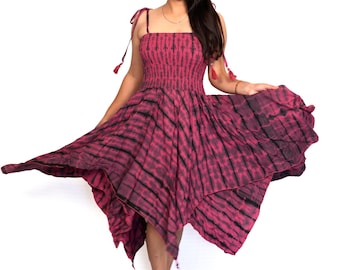 Tie Dye Rayon Jangly Dress Fair Trade Can be worn as a skirt