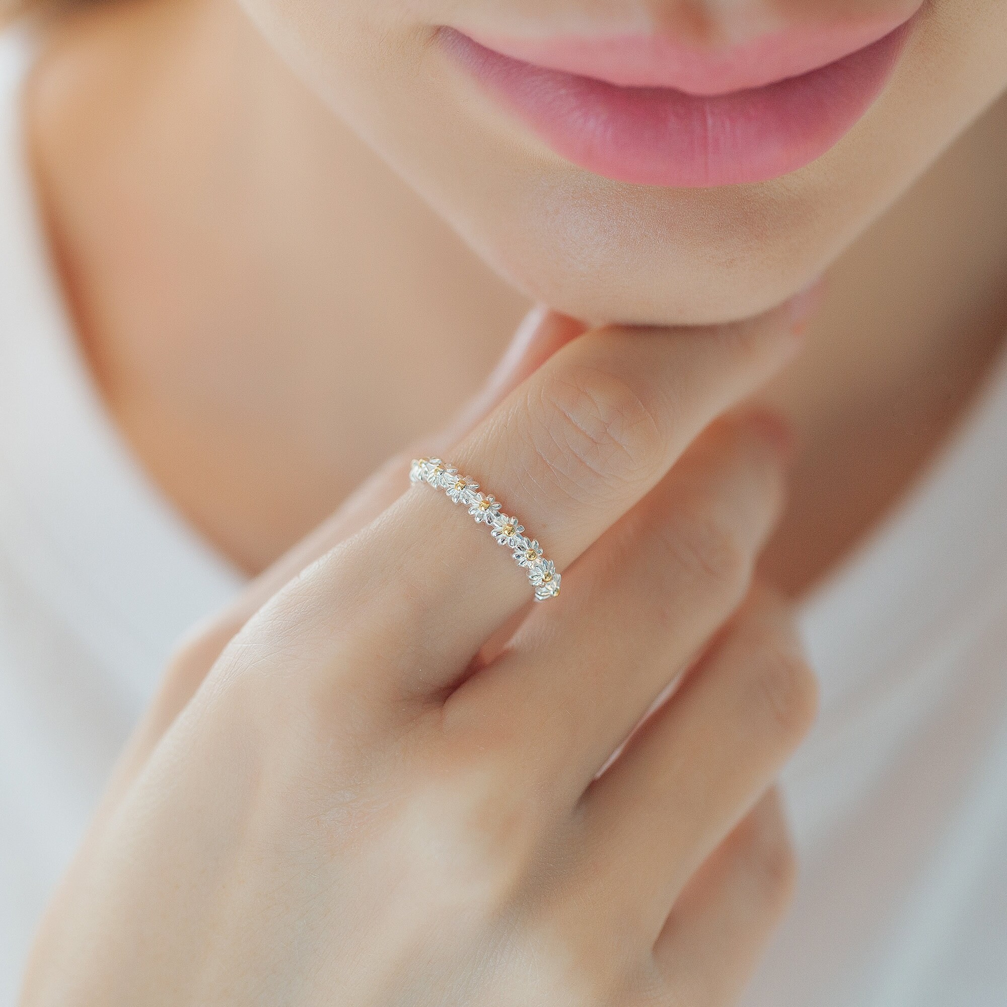 S925 Sterling Silver Daisy Ring