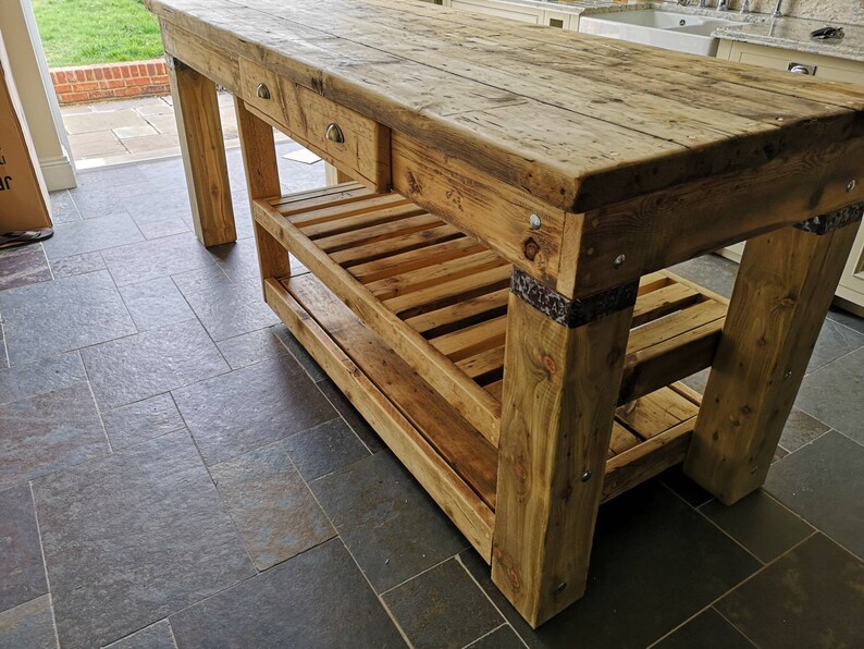 Islas de cocina rústica de madera recuperada Etsy España