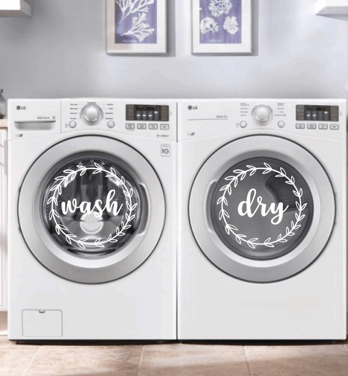 Washer and dryer decal/wash decal/dry decal/laundry decals Etsy