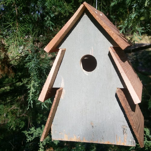 Reclaimed Wood Bird House: Rustic Cabin Decor