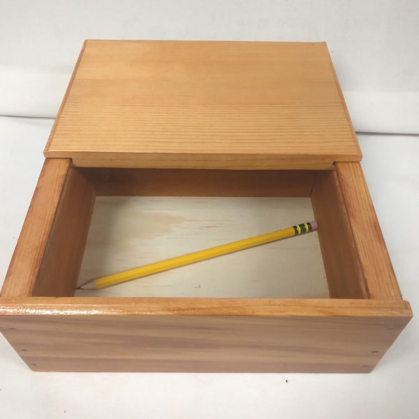 Yellow Pine Sliding Top Wood Box