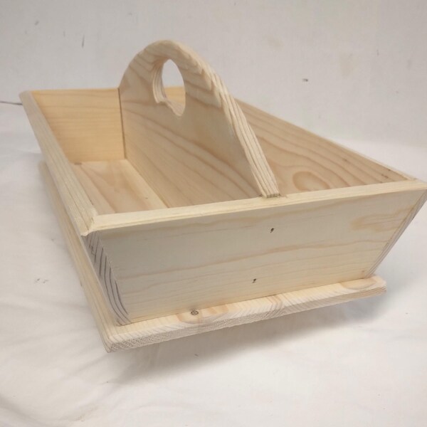 Unfinished Pine Tea Caddy Organizer: Handmade Storage, DIY Craft Supply