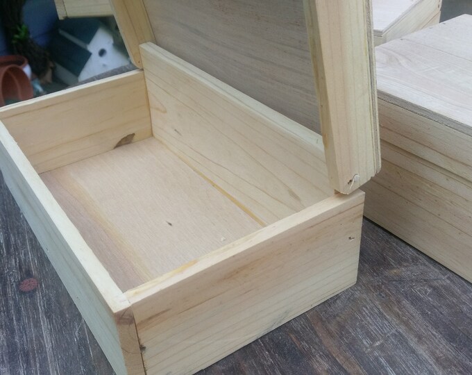 Unfinished Wood Boxhinged Lidone Compartment Etsy