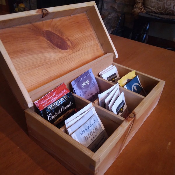 Luxury-Wood-Tea Box-Six Compartments-Knotty Pine