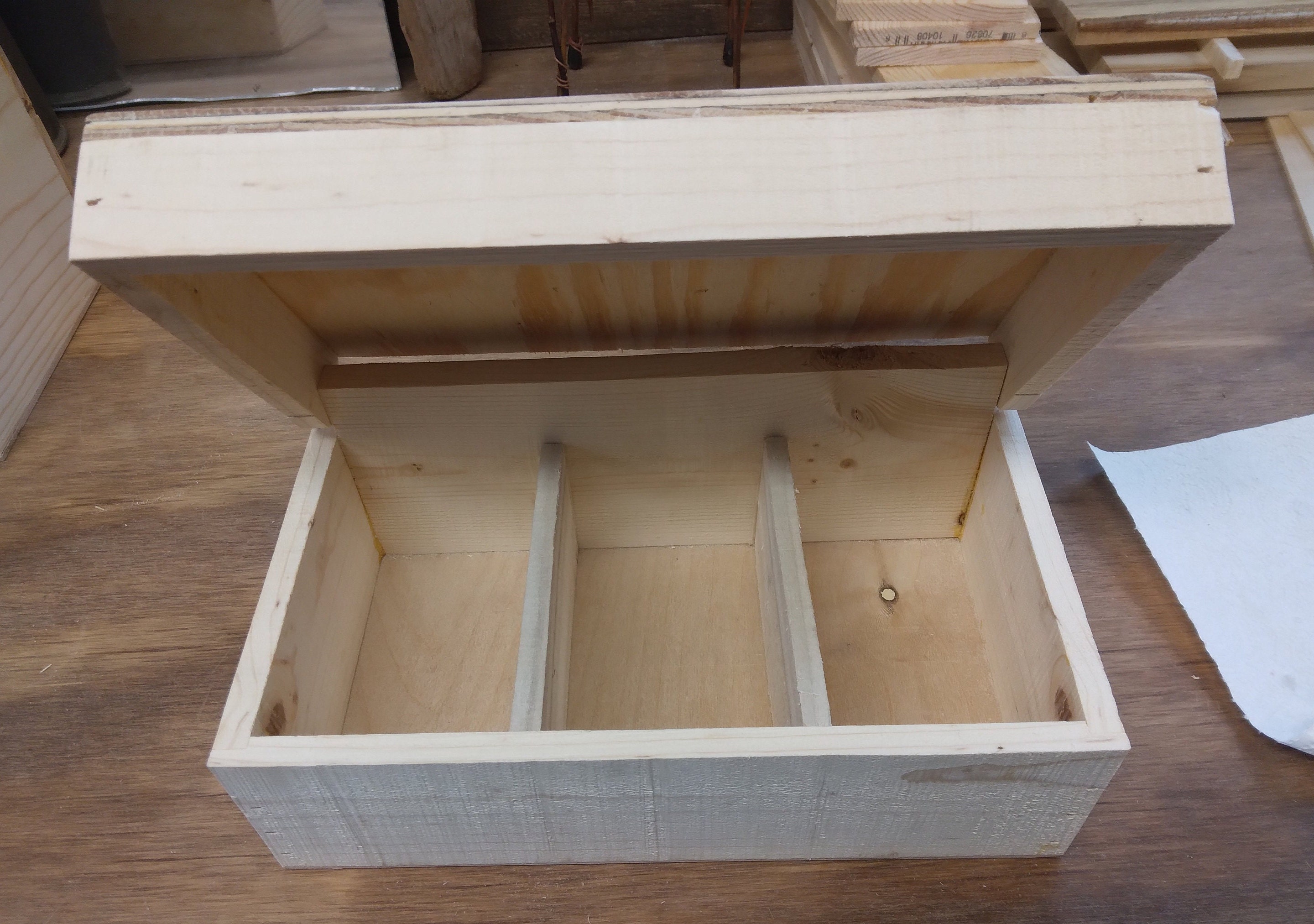 Unfinished wood box online with divider
