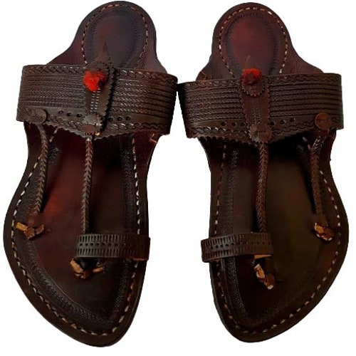 Indian Leather Flats Footwear Slipper Kolhapuri Chappal - Etsy