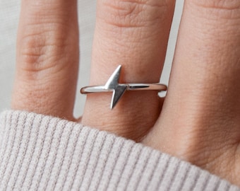 Handmade Sterling Silver Forked Lightning Ring - Solid 925 Silver, Any Size