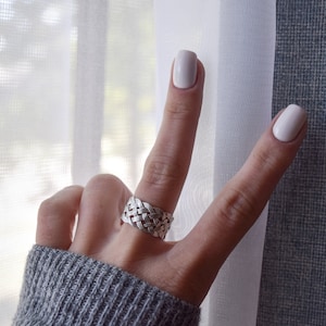 Woven Knot Ring, Statement Ring, Sterling Silver, Knot Ring, Silver Statement Ring, Woven Silver Ring, Boho Ring, Celtic Ring, Infinity Ring